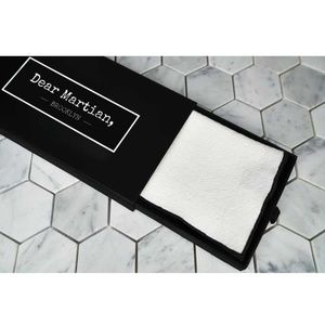 Dear Martian Mens Solid White Linen Pocket Square